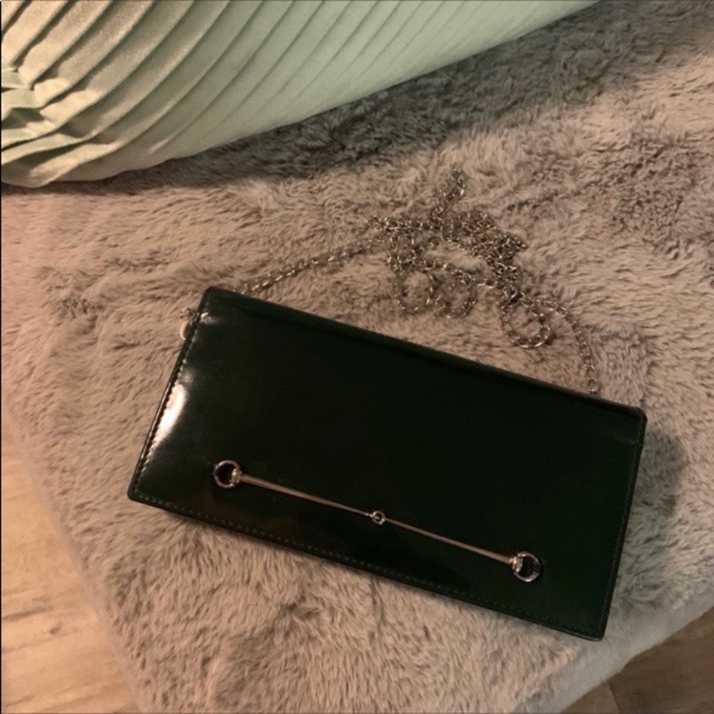 Hunter green Gucci wallet on chain